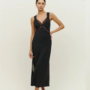 Reformation Provence Silk Dress Black - Size S